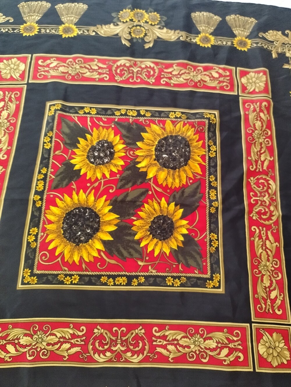 Vintage Hermes Paris Silk Scarf Sunflower Design Scarf Floral - Picture 3 of 12